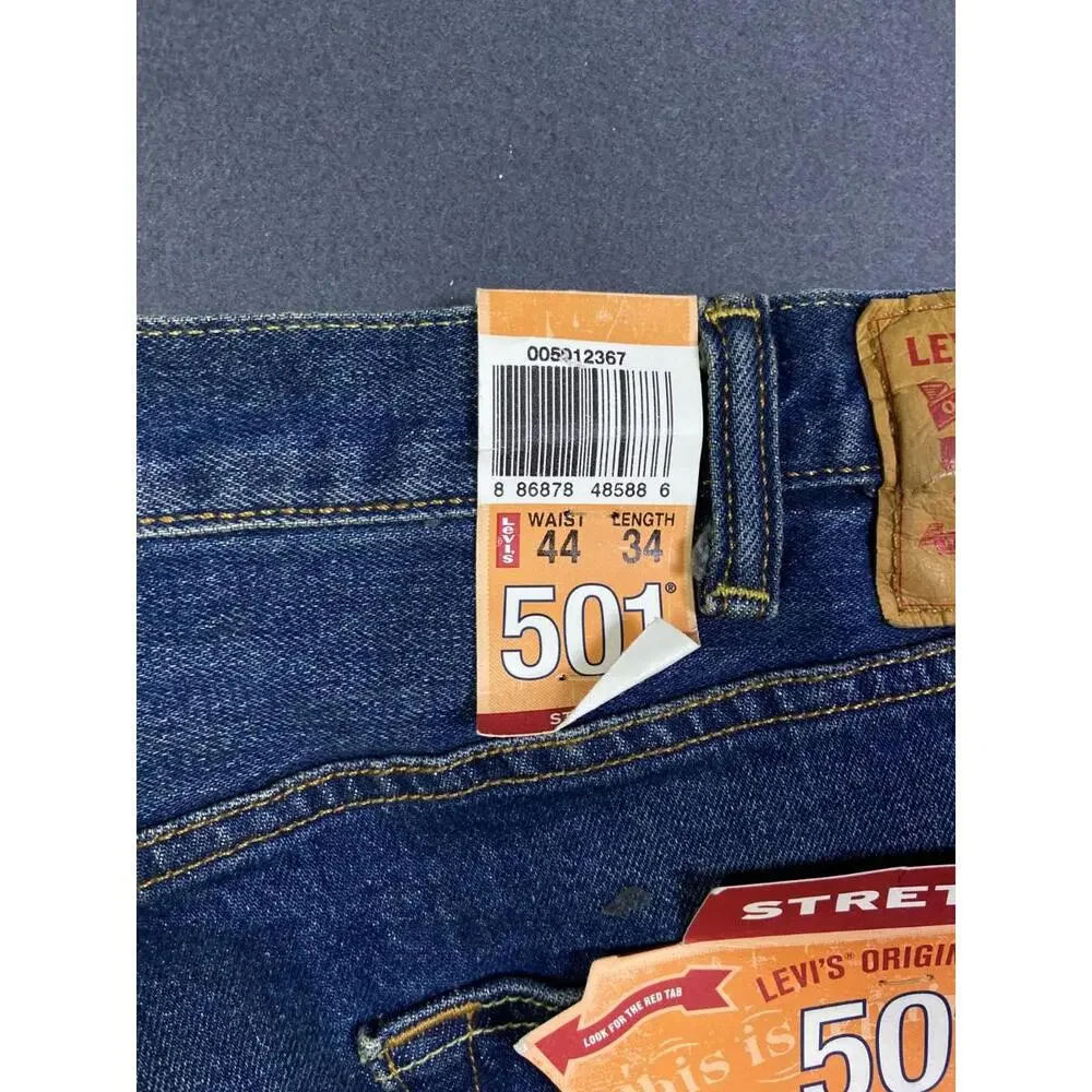 NEW Levi's 501 Jeans Blue 44x34 Blue Button Fly Straight Denim Deadstock Y2K NWT
